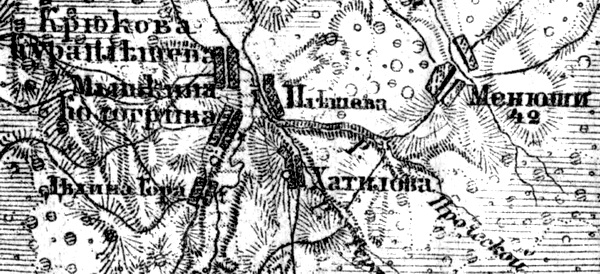 Деревня Кологриво на карте 1919 г.