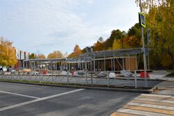 Строительство входной зоны лесопарка «Дубрава»: вид со стороны улицы Дубравной (октябрь 2019)