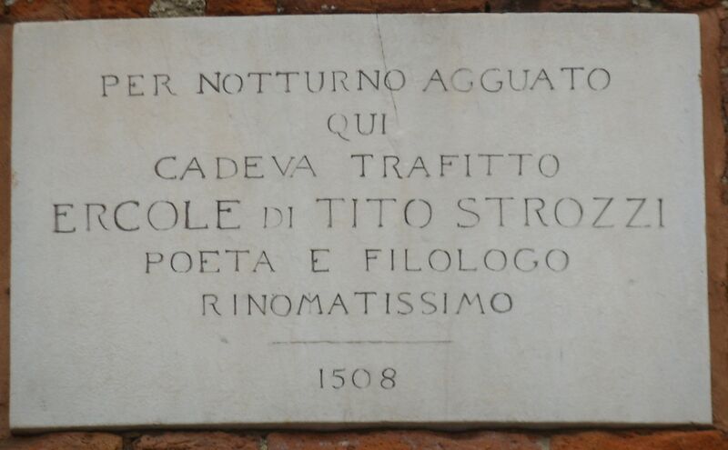 Файл:Ferrara, lapide ercole strozzi.JPG