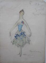 Эскиз женского костюма. Голубая балерина. "Волшебное зеркало". Санкт-Петербург, Императорский Мариинский театр