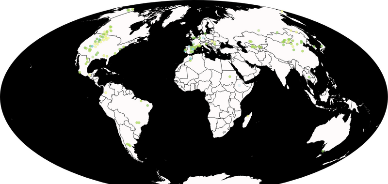 Файл:Dromaeosauridae Distribution PBDB.png