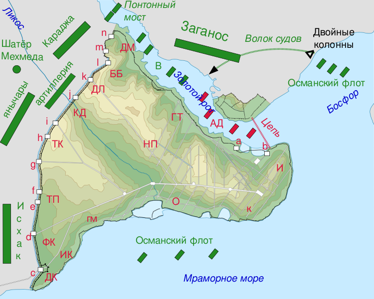 Файл:Siege of Constantinople 1453 map-ru.svg