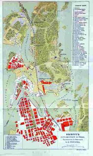 Карта Выборга (1905 год) из «Путеводителя по Восточной Финляндии» К.&nbsp;Б.&nbsp;Грэнхагена[23].