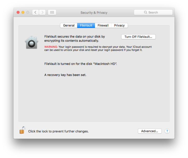 Файл:FileVault in macOS Sierra.png