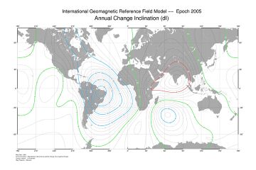 I-компонента(IGRF-10), вверху основное поле, внизу вариация