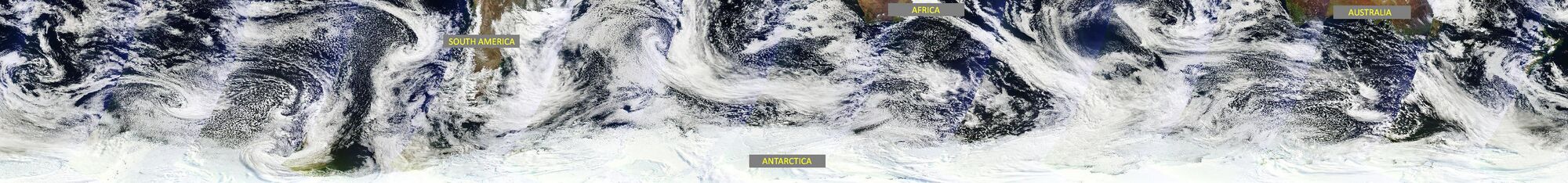 Облачность над Южным океаном. Изображение NASA