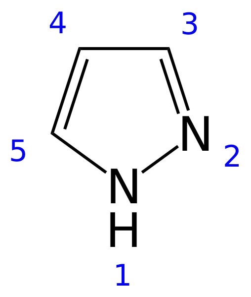 Файл:Pyrazole 2D numbered.svg