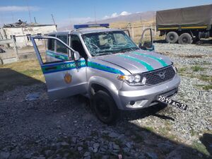 техника ФСБ в Гехаркунике, обстрелянная ВС Азербайджана