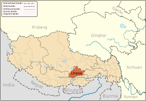 Лхаса на карте