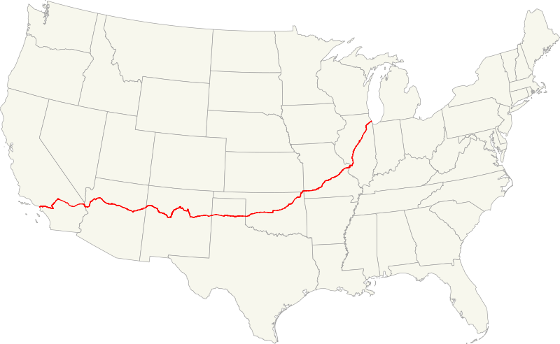 Файл:Map of US 66.svg