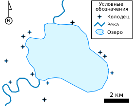 Векторная карта с точками, ломаными и полигонами.