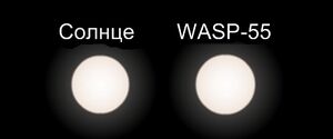 Сравнительные размеры Солнца и WASP-55.