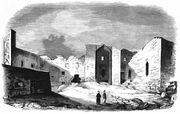 Вид бакинского дворца с северо-западной стороны. Середина XIX века. Худ. Г. Гогенфельден[2]