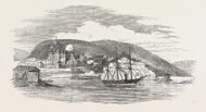 Винтовой пароход-фрегат «Миранда» уничтожает город Кола. Рисунок из газеты «The Illustrated London News»
