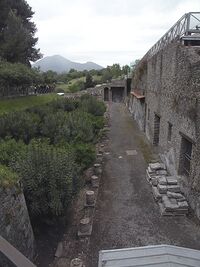 Везувий и городская стена Помпей в 2010 г.