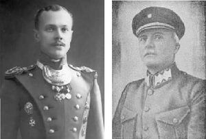 Яков Слащёв (слева) и Мирон Тарнавский (справа) - представители сторон, подписавших 6 ноября 1919 года договор в Зятковцах.