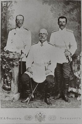 Граф Э. Ф. Келлер - с сыновьями Фёдором (стоит справа) и Александром (слева).