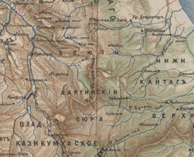 Акуша-Дарго на карте Дагестана Ермолова