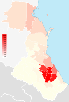 Процент даргинцев по районам Дагестана (2002)
