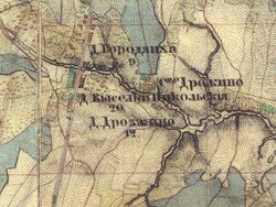 Выселки Никольские на карте 1852 года