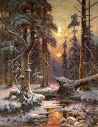 Зимний закат в еловом лесу. (1896)[15]