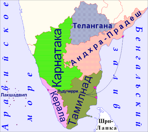 Южная Индия на карте
