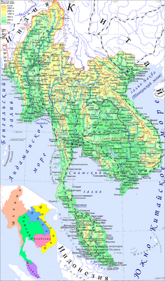 Физическая карта Индокитая