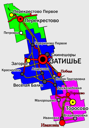 Затишанская поселковая община на карте