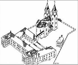 Реконструкция вида костёла и монастыря