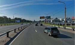 Вид от Кушелевского путепровода в сторону проспекта Маршала Блюхера