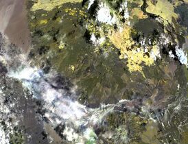 Местность вулкана Асавио (1999 г.). Снимок НАСА (Landsat).
