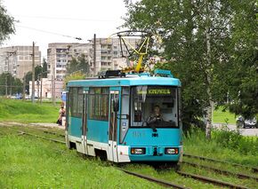 Трамвай АКСМ-60102 на маршруте № 1