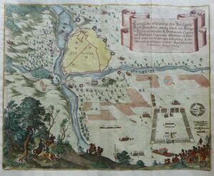 Осада Ставища в 1664 году. Гравюра из Theatrum Europaeum, 1672 год.