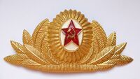 Кокарда с эмблемой к фуражке и берету для парадной формы одежды офицеров СА ВС Союза ССР, 1969 — 1991 годов.