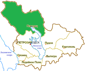 Повенецкий уезд на карте