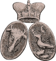 Реверс с российской монеты 1 пара 3 денги. 1772