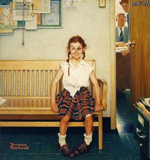 Мэри Уэлен на картине Нормана Роквелла «Девочка с синяком под глазом» (1953)