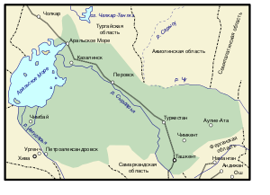 Сырдарьинская область Туркестанской АССР на карте