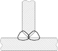 Тавровое сварное соединение с симметричной разделкой кромок под сварку.