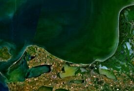 Темрюкский залив (сверху) с космоса
