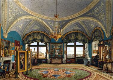 Виды залов Зимнего дворца. Угловая гостиная императора Николая I