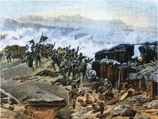 Штурм черкесами Михайловского укрепления 22 марта 1840 года. Художник Франц Рубо.