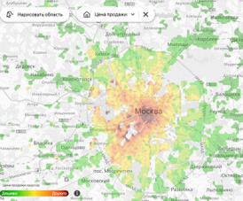 Тепловая карта стоимости жилья в Москве, ноябрь 2018