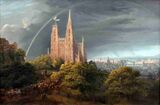 Готический собор и средневековый город на реке. 1815. Холст, масло. Старая национальная галерея, Берлин
