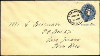 Конверт США для Пуэрто-Рико, прошедший почту в Сан-Хуане (1899)[^]