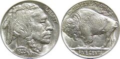 Пять центов 1935 (буффало никель) — монеты с изображением американского бизона выпускались с 1913 по 1938