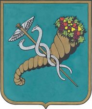 Официальный герб города 1995 года. Автор Дуденко С.И. (с «тонким» рогом) . Фото с решения сессии горсовета