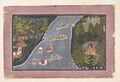 Чокха. Радха переправляется через реку для беседы с мудрецом. Деогарх, ок. 1820г, Музей Метрополитен, Нью-Йорк.