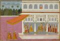 Бакхат Сингх смотрит танцевальное представление во дворце. 1737г, Мехрангарх, Музей.