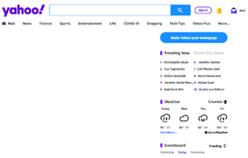 Скриншот главной страницы yahoo.com, где доступен поиск Yahoo! Search